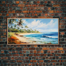 Load image into Gallery viewer, Palm Tree Beach Print, Beach Art, Framed Canvas Art, Original Beach Painting, Palm Tree Poster, Landscape Painting, Tropical Decor
