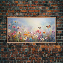 Carregar imagem no visualizador da galeria, Butterflies Wall Art, Wildflower Meadow, Panoramic Art, Wall Art, Canvas Art, Landscape Art, Spring Meadow Print, Wife Gift, Boho Wall Art