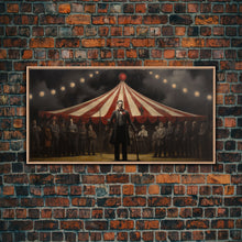 Load image into Gallery viewer, The Cursed Circus, Unique Halloween Art, Framed Canvas Print, Halloween Poster Art, Horror Prints, Victorian Oil Painting, Halloween Decor