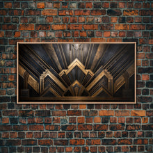 Load image into Gallery viewer, Black and Gold Art Deco Wall Art, Framed Canvas Print, 1920s Art Deco Print, Stylish Art Deco Canvas Poster, Framed or Unframed, Retro