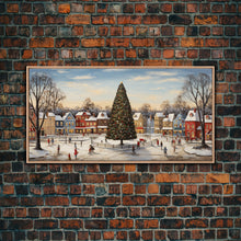 Cargar imagen en el visor de la galería, Christmas Tree In Town Square Framed Christmas Wall Art - Framed Christmas Art - Canvas Art - St. Nicholas - Winter Wonderland Centerpiece