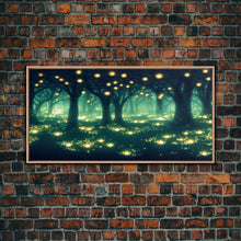 Cargar imagen en el visor de la galería, Fireflies At Night In A Fantasy Forest, Framed Ready To Hang Canvas Print, beautiful wall art, guest room decor
