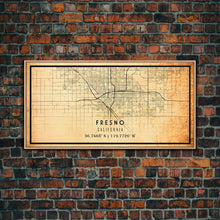 Load image into Gallery viewer, Distressed Fresno California Map, Framed Canvas Print Or Poster, California Map Print, Freso City Wall Art Map Print, Rustic Map Art
