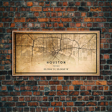 Load image into Gallery viewer, Distressed Houston map print poster canvas print, framed road map art, Texas map print poster canvas, Houston city map print poster canvas