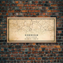 Load image into Gallery viewer, Birmingham UK map print poster or framed canvas, England map print poster canvas, UK city map print poster canvas, Vintage Travel Art