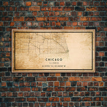 Load image into Gallery viewer, Distressed Chicago map print poster or framed canvas, Illinois road map print poster canvas, Chicago city map print poster canvas
