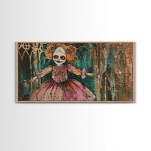 Load image into Gallery viewer, Creepy Doll Wall Art, Framed Canvas Print, Spooky Season Spooky Vibes Wall Art, Halloween Decor