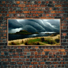 Carregar imagem no visualizador da galeria, A Thunderstorm at night over the lake, canvas print, rain storm over a lake, cool wall art, unique wall art, ready to hang canvas