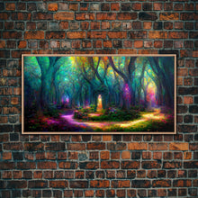 Carregar imagem no visualizador da galeria, Fantasy wall art, canvas print, magical forest, fantasy landscape art, ready to hang wall art