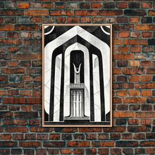 Load image into Gallery viewer, Art Deco Black And White Art Print, Art Deco Architecture, Framed Canvas Print, Ready To Hang Framed Wall Art, Living Room Wall Hanging