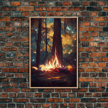 Carregar imagem no visualizador da galeria, Abstract Campfire Art, Framed Canvas Print, Ready To Hang Framed Wall Art, Living Room Wall Hanging