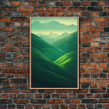Load image into Gallery viewer, Emerald Green Landscape, Rolling Hills of Ireland, Framed Canvas Print, Ready To Hang Framed Wall Art, Living Room Wall Hanging