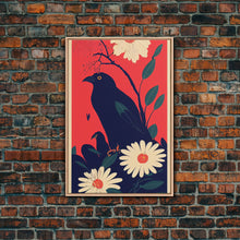 Load image into Gallery viewer, Crow Portrait, surrealist bird art, Framed Canvas Print, Ready To Hang Framed Wall Art, Living Room Decor