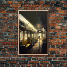 Load image into Gallery viewer, Still life on a subway, train art, framed canvas print