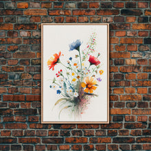 Cargar imagen en el visor de la galería, Colorful wildflowers, beautiful floral art, framed canvas print