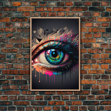 Load image into Gallery viewer, Vibrant Graffiti Style Eye Wall Art Canvas Print - Street Art Inspired Graphic Illustration Artwork