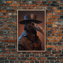 Load image into Gallery viewer, Crow wearing a plague doctor mask, poster art, cool spooky fine art poster print
