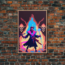 Carregar imagem no visualizador da galeria, Tabletop RPG pixel art, Human Necromancer Art, framed canvas print, framed game room decor