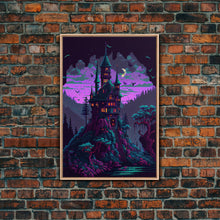 Carregar imagem no visualizador da galeria, Transylvania Art, Cool Medieval castle 8 bit pixel art, fantasy art, framed canvas print, Cool castle art