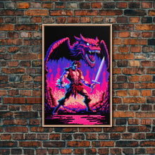 Carregar imagem no visualizador da galeria, Tabletop RPG art, vaporwave neon aesthetic, Barbarian art, framed canvas print