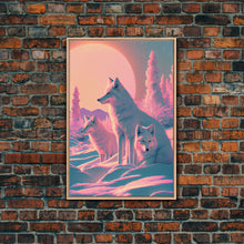Carregar imagem no visualizador da galeria, Cute Arctic Fox Art, animal prints, framed canvas print wall art, vaporwave aesthetic soothing art