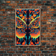 Load image into Gallery viewer, Butterfly Fire Rorschach Art, Dual Meaning, Framed Canvas Print, Optical Illusion Art