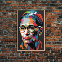 Load image into Gallery viewer, Notorious RBG, Ruth Bader Ginsburg Pop Art Portrait, Framed Canvas Print, Colorful Historic Figure Art