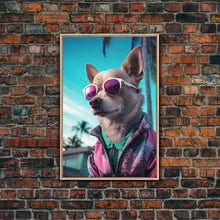 Cargar imagen en el visor de la galería, Chihuahua Wall Print, Dog Pink Sunglasses, Dog Wall Art, Animal Art, Funny Wall Art, Framed Wall Art, Framed Canvas, Wall Print, Wall Canvas