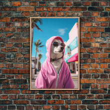 Cargar imagen en el visor de la galería, Chihuahua Wall Print, Dog Wall Art, Dog Sunglasses, Pink Hoodie, Funny Wall Art, Framed Wall Art, Framed Canvas, Wall Print, Wall Canvas