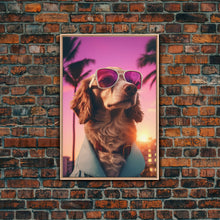 Load image into Gallery viewer, Dachshund Wall Print, Dog Wall Art, Dog Sunglasses, Dog In Teal Shirt, Funny Art, Framed Wall Art, Framed Canvas, Wall Print, Wall Canvas