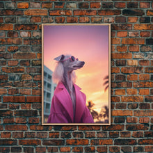 Carregar imagem no visualizador da galeria, Afghan Hound Wall Print, Dog Wall Art, Dog Sunglasses, Dog In Pink Suit, Funny Art, Framed Wall Art, Framed Canvas, Wall Print, Wall Canvas
