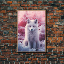 Load image into Gallery viewer, Arctic Fox Wall Print, Animal Art Print, Animal Portrait, Pink Art, Wildlife Art, Framed Wall Art, Framed Canvas, Wall Print, Wall Canvas