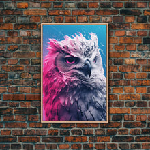 Load image into Gallery viewer, Bird Wall Print, Animal Art Print, Animal Portrait, Pink Art, Wildlife Art, Owl Art, Framed Wall Art, Framed Canvas, Wall Print, Wall Canvas