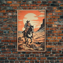 Load image into Gallery viewer, Cowboy Wall Decor, 12x18 Art Print, Equestrian Wall Art, Western Decor, Southwestern Art, Wild West Painting Wall Art, Framed Canvas Print