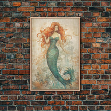 Load image into Gallery viewer, Coastal Mermaid Canvas Print Or Poster, Framed