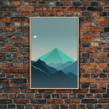 Load image into Gallery viewer, Emerald Green Pacific Northwest Art, Minimalist Boho Style Forest Landscape, Framed Canvas Art, Abstract Art, Green Mountains