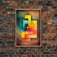 Load image into Gallery viewer, Framed Canvas Print Wall Art Set Color Blocks Abstract Shapes Illustrations Mid Century Modern Wall Art Boho Decor Abstract Wall Art