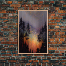 Carregar imagem no visualizador da galeria, Abstract Pine Canvas Print of Oil Painting, Large Original Textured Fall Pine Forest Painting Contemporary Living Room Wall Art Decor