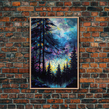 Carregar imagem no visualizador da galeria, Abstract Pine Canvas Print of Oil Painting, Large Original Textured Fall Pine Forest Painting Contemporary Living Room Wall Art Decor