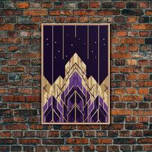 Load image into Gallery viewer, Art Deco Pattern Wall art, Framed Canvas Print, Art Deco, Gold & purple art, Canvas art, Abstract art, Office decor, Original painting