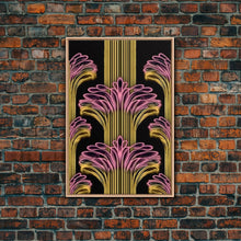 Load image into Gallery viewer, Art Deco Pattern Wall art - Framed Canvas Print - Art Deco - Black art - Bright colors - Pink & gold art - Office decor - Abstract nature