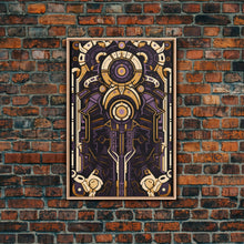 Load image into Gallery viewer, Art Deco Pattern Wall art, Framed Canvas Print, Art Deco, Patterns art, Yellow & purple art, Ornament art, Colorful painting, Light colors