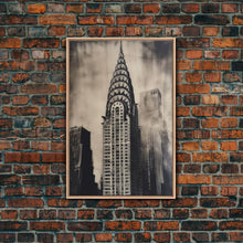 Cargar imagen en el visor de la galería, Chrysler Building Painting Framed Canvas Print, NYC Art, Art Deco Wall Decor, New York City Historic Art