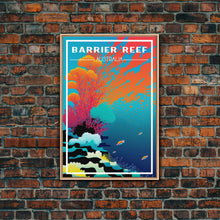 Load image into Gallery viewer, Barrier Reef Art Print, Australia Poster, Queensland Poster, Travel Wall Print, Travel Poster, Travel Wall Art, Canvas Wall Print