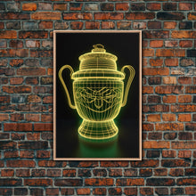 Carregar imagem no visualizador da galeria, 3D Trophy Wall Decor, Yellow Art Print, Glowing Art, Minimalist Print, Wall Decor, Canvas Print, Wall Art, Framed Canvas