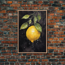 Carregar imagem no visualizador da galeria, Food Art, Lemon Wall Decor, Fruit Wall Art, Kitchen Wall Art, Minimalist Wall Art, Wall Decor, Canvas Print, Wall Art, Framed Canvas Art
