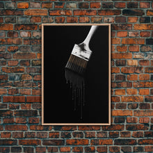 Load image into Gallery viewer, Dripping Paint Brush Wall Art, Black Paint, Brush Wall Decor, Minimalist Print. Wall Decor, Canvas Art, Wall Art, Framed Canvas Wall Decor