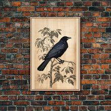 Load image into Gallery viewer, Black Bird Wall Art, Crow Wall Decor, Animal Wall Art, Black Bird, Modern Print, Wall Decor, Canvas Print, Wall Art, Framed Canvas