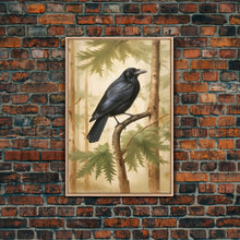 Load image into Gallery viewer, Crow Wall Art, Black Bird Wall Decor, Animal Wall Art, Trees, Nature, Modern Print, Wall Decor, Canvas Print, Wall Art, Framed Canvas