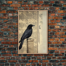 Load image into Gallery viewer, Black Bird Wall Art, Crow Wall Decor, Animal Wall Art, Nature Print, Modern Print, Wall Decor, Canvas Print, Wall Art, Framed Canvas